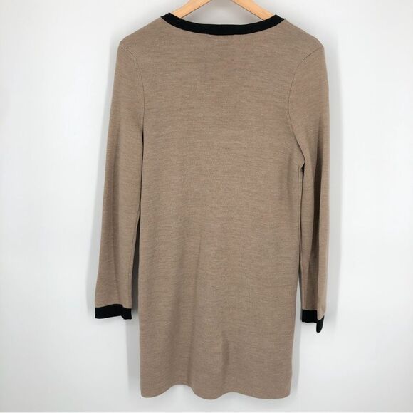 Ann Taylor Tipped Coatigan In Light Tan Melange Womens S Button Front Wool - Picture 7 of 12
